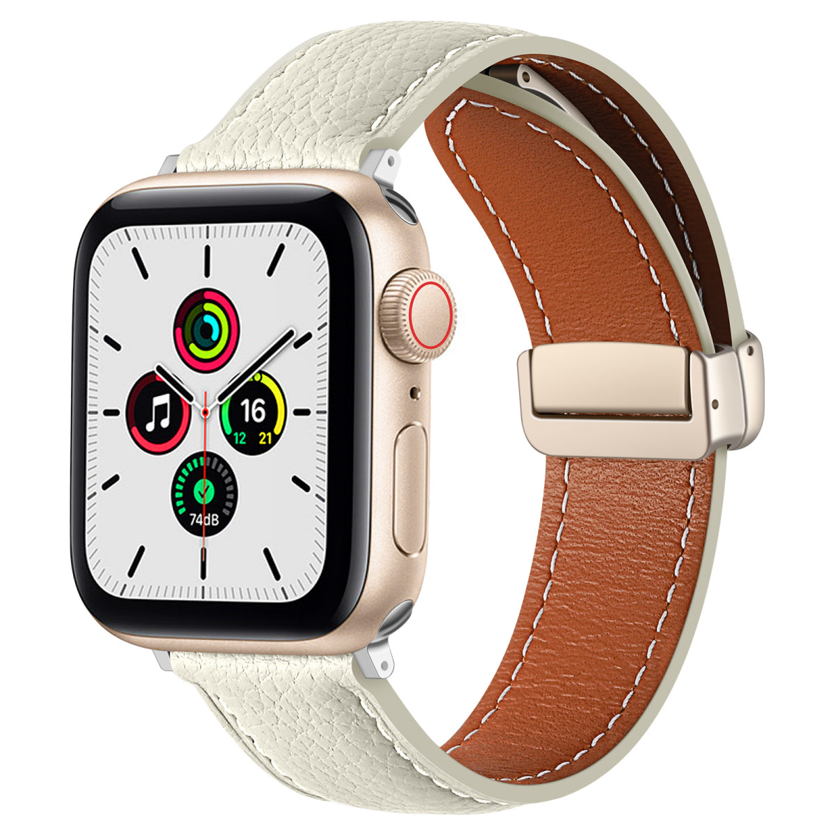 Leather Magnetic Folding Buckle Band For Apple Watch