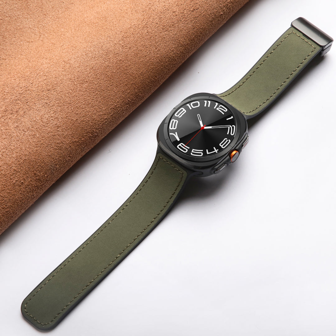 Magnetisches Leder- und Silikonarmband für Samsung Galaxy Watch Ultra