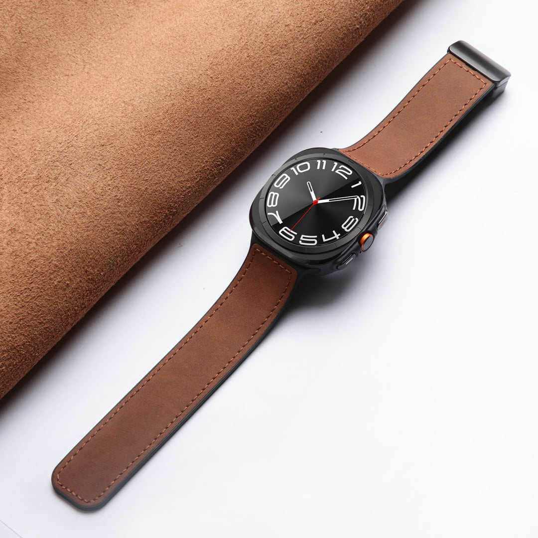 Magnetisches Leder- und Silikonarmband für Samsung Galaxy Watch Ultra