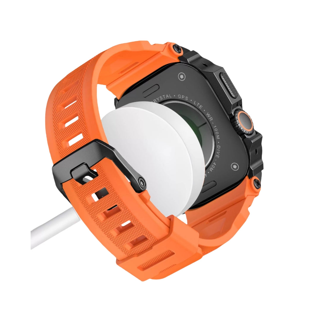 #Color_Black Case+Orange Band