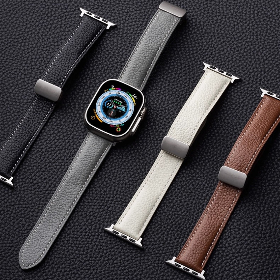 Leather Magnetic Buckle Band For Apple Watch