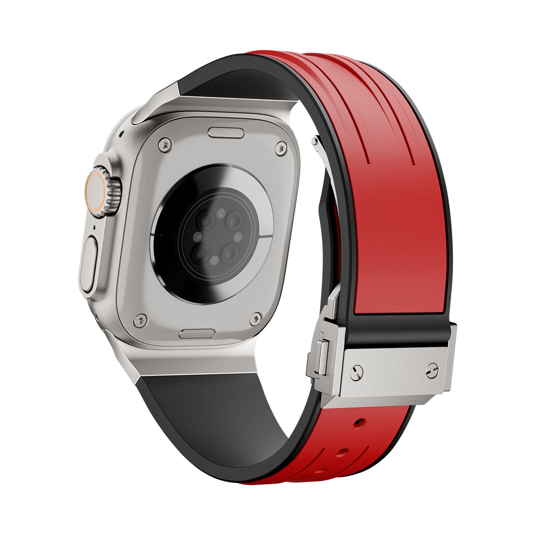 #Color_Red Band-Silver Buckle