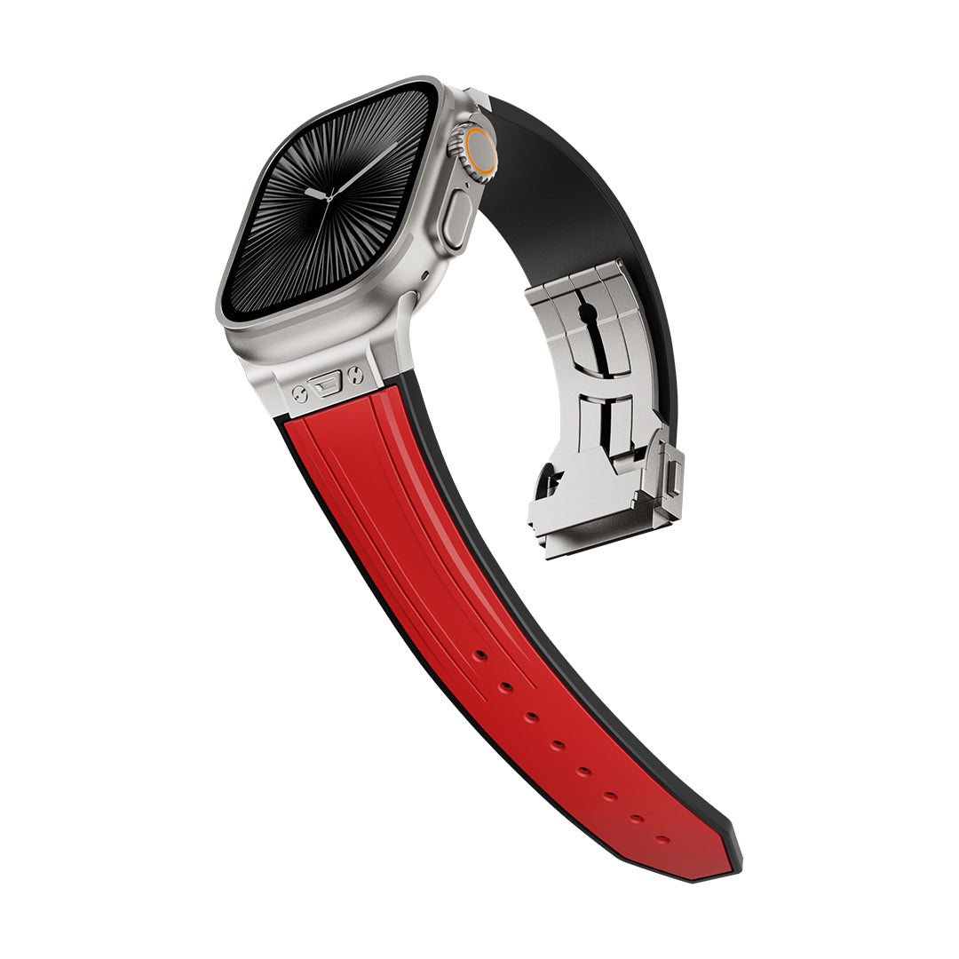 #Color_Red Band-Silver Buckle