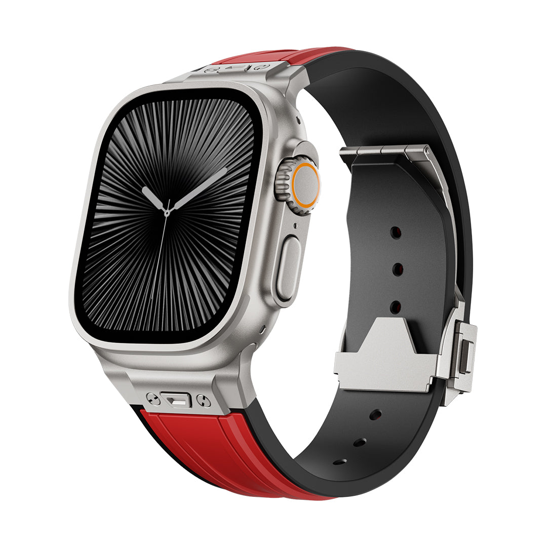 #Color_Red Band-Silver Buckle