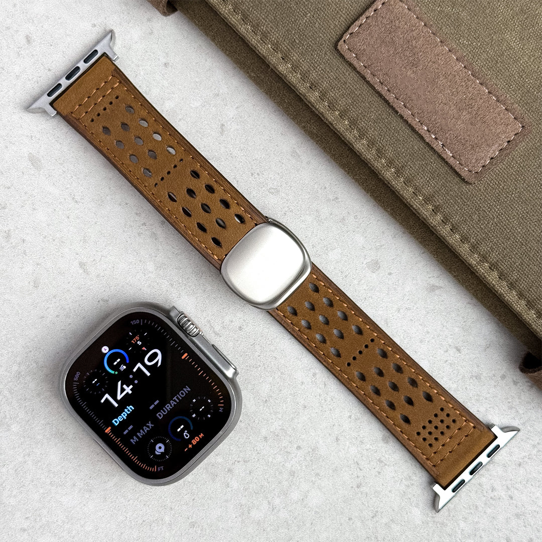 Leather Breathable Magnetic Band For Apple Watch