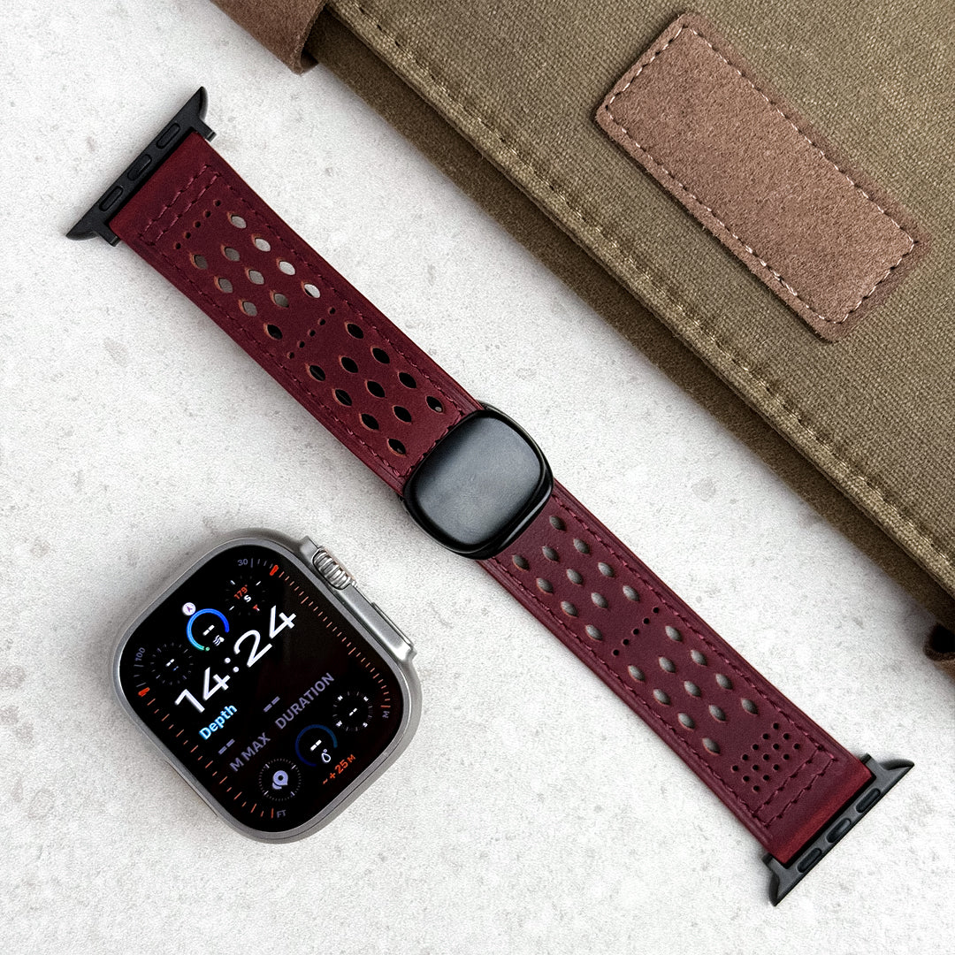 Leather Breathable Magnetic Band For Apple Watch