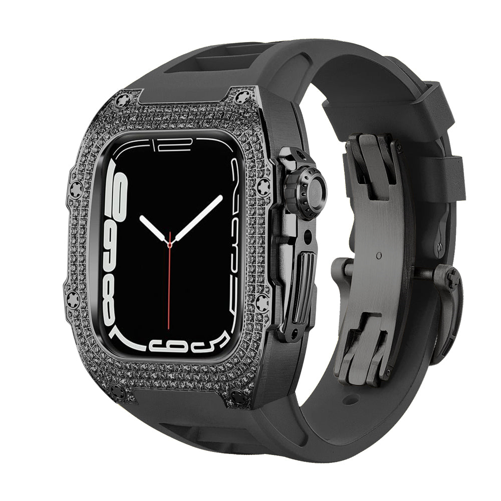 LUX9009 Fluorelastomerband 316L Edelstahl 5A Zirkongehäuse Nachrüstsatz für Apple Watch 