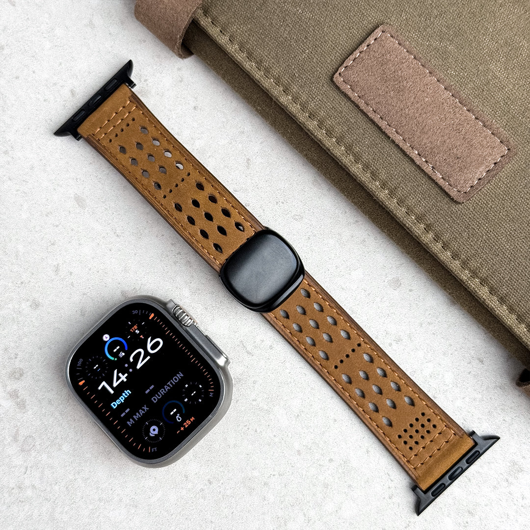 Leather Breathable Magnetic Band For Apple Watch