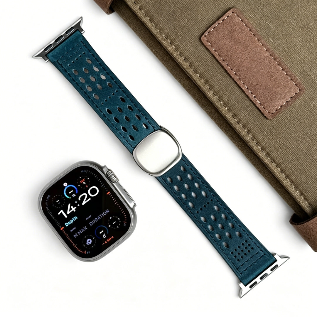 Leather Breathable Magnetic Band For Apple Watch