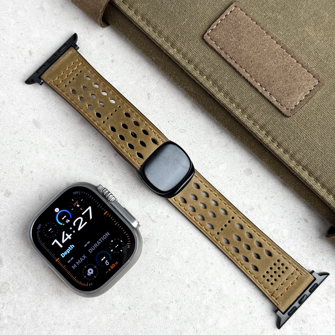 Leather Breathable Magnetic Band For Apple Watch