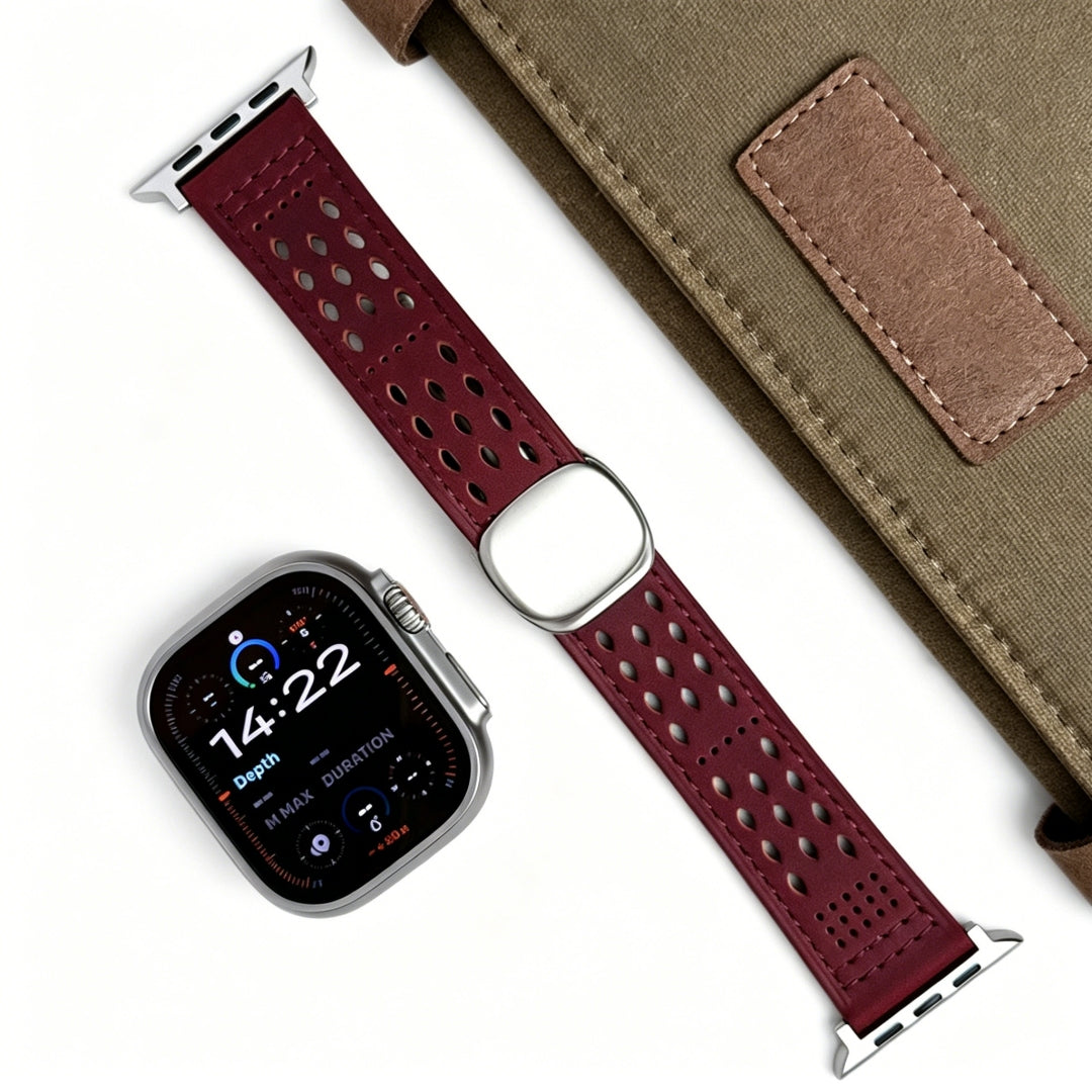 Leather Breathable Magnetic Band For Apple Watch