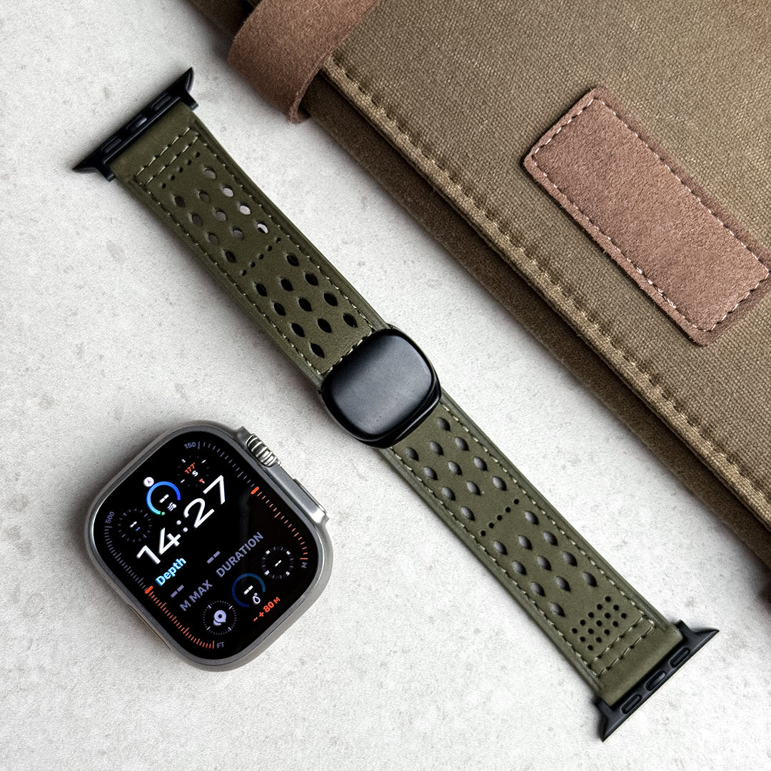 Leather Breathable Magnetic Band For Apple Watch