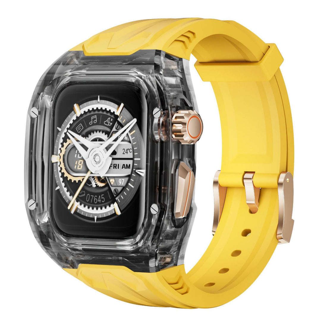 #Color_Transparent Black Case+Yellow Band