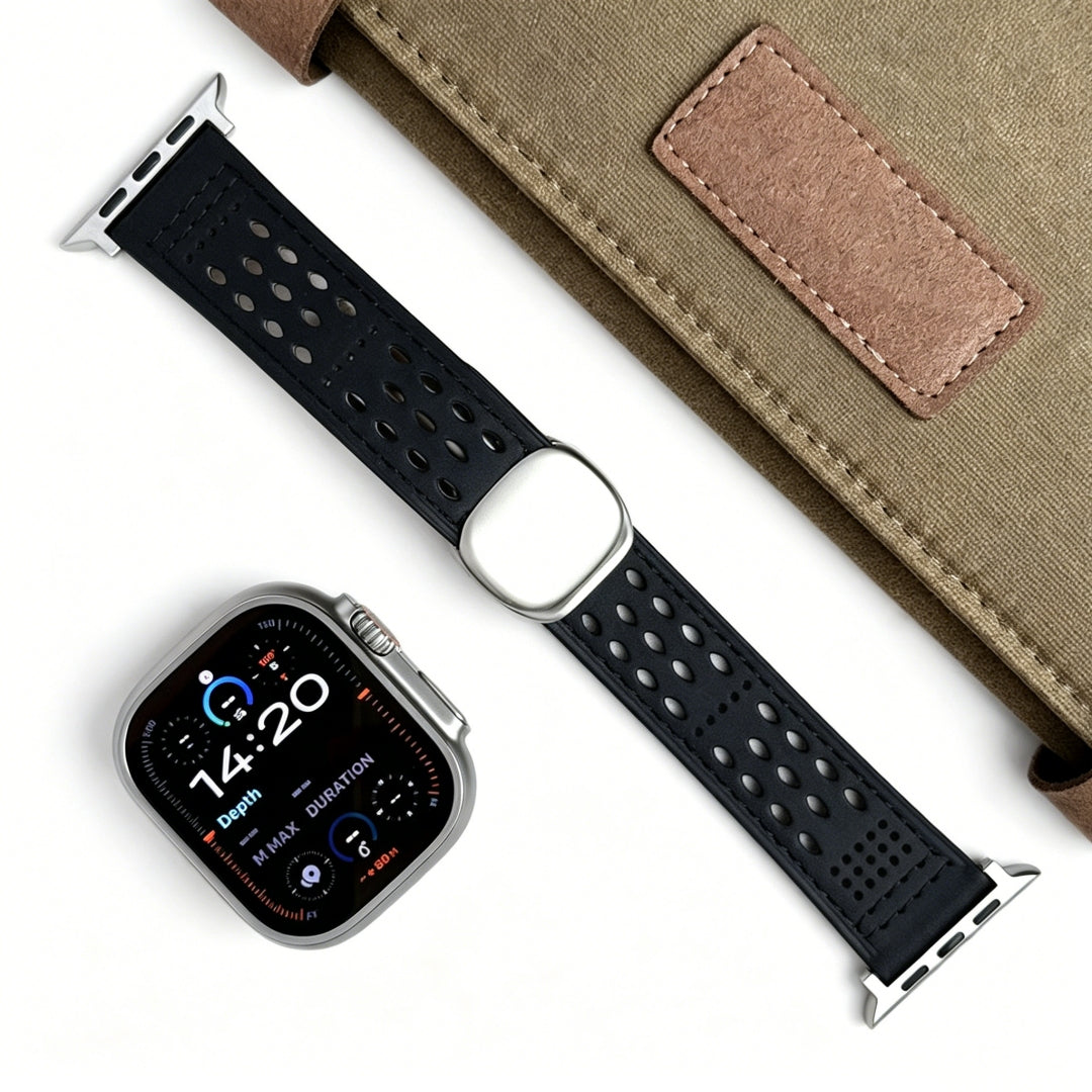 Leather Breathable Magnetic Band For Apple Watch