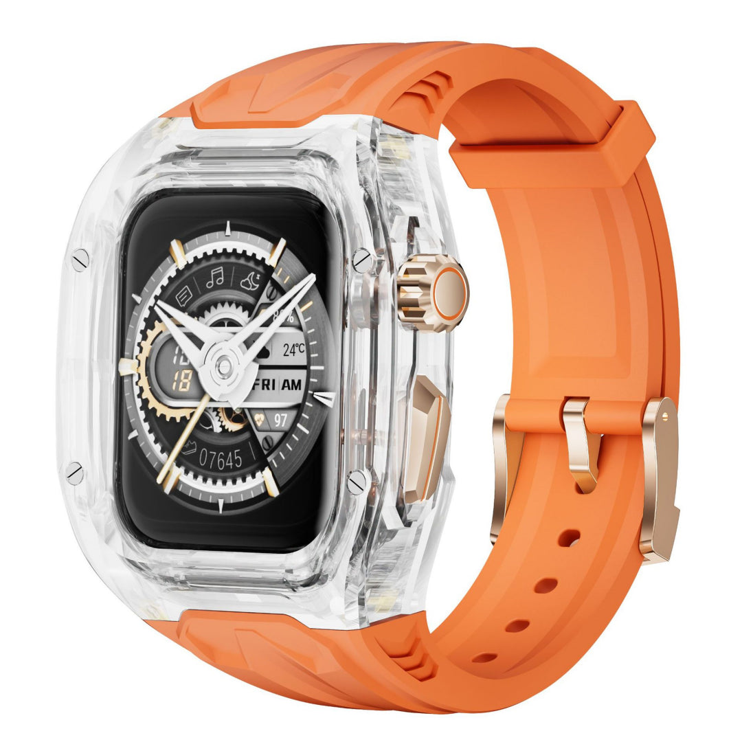 #Color_Transparent Case+Orange Band