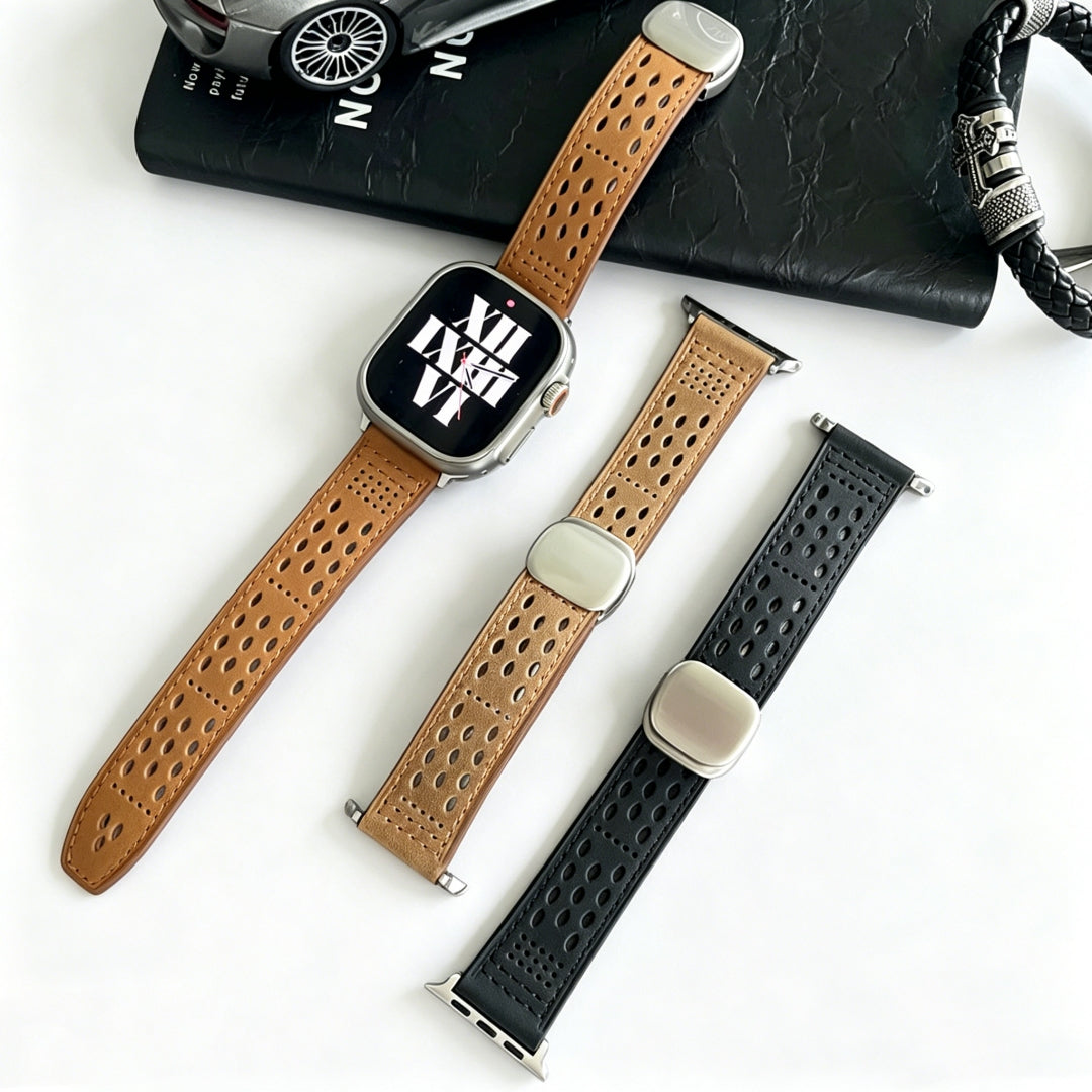 Leather Breathable Magnetic Band For Apple Watch
