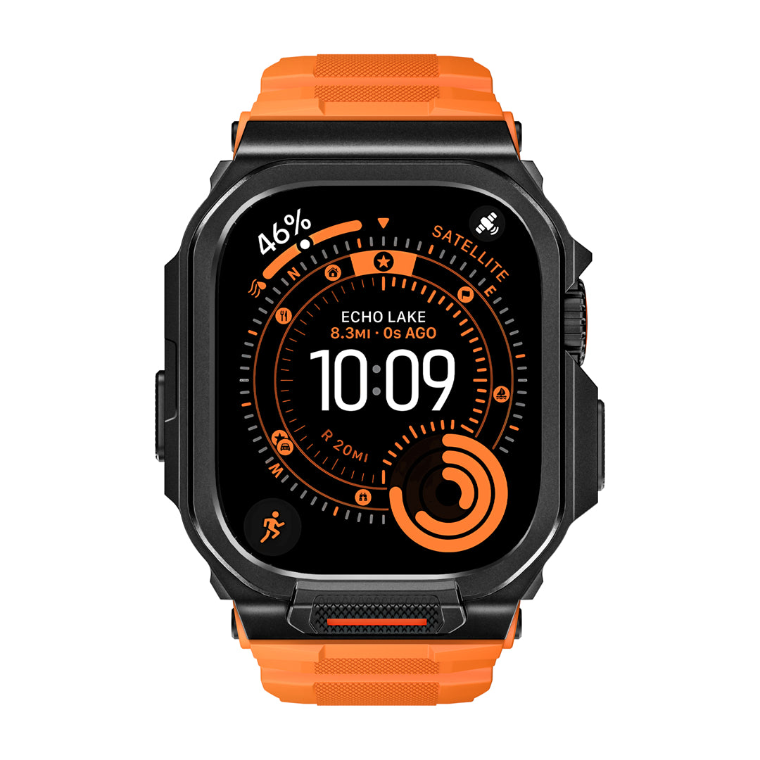 #Color_Black Case+Orange Band