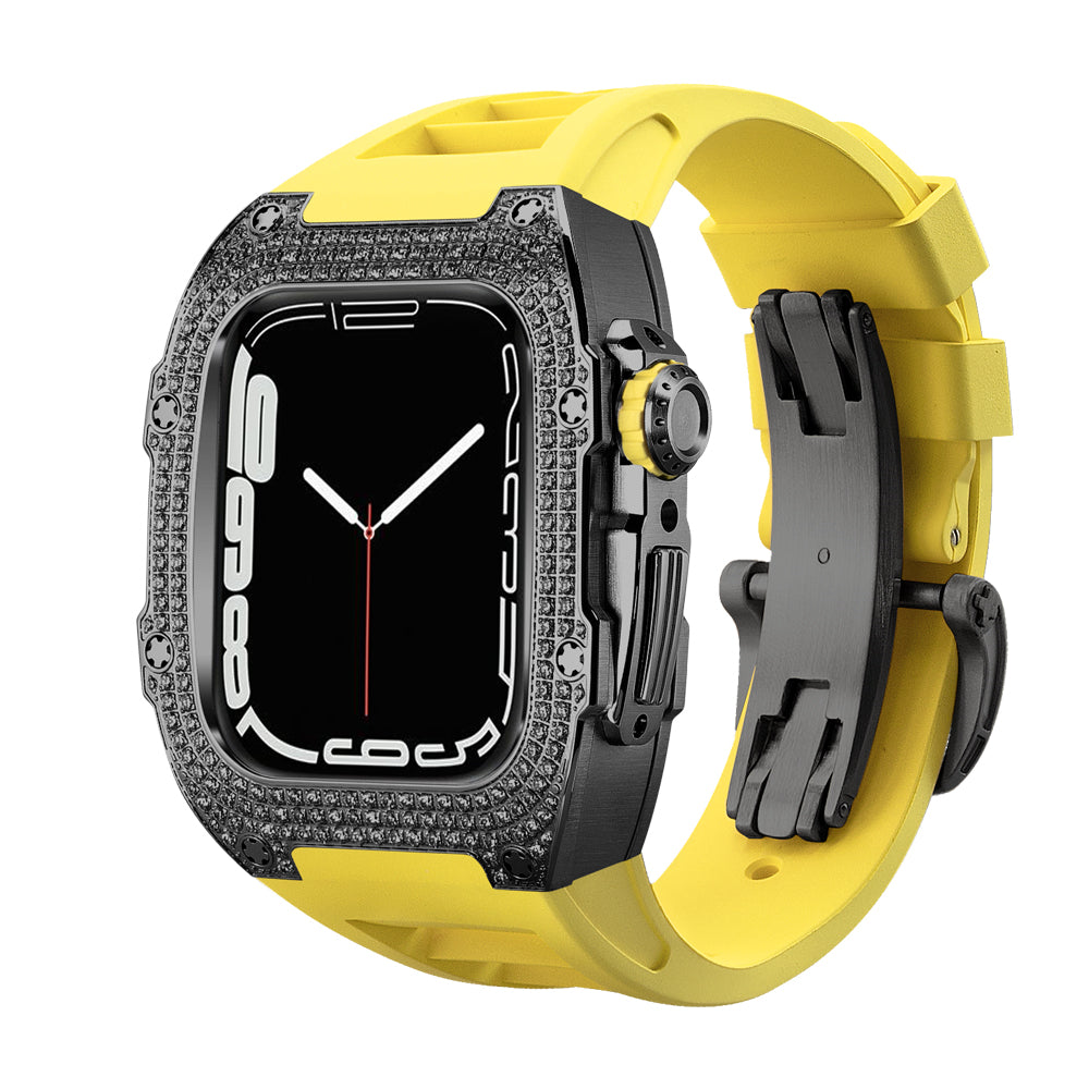 LUX9009 Fluorelastomerband 316L Edelstahl 5A Zirkongehäuse Nachrüstsatz für Apple Watch 