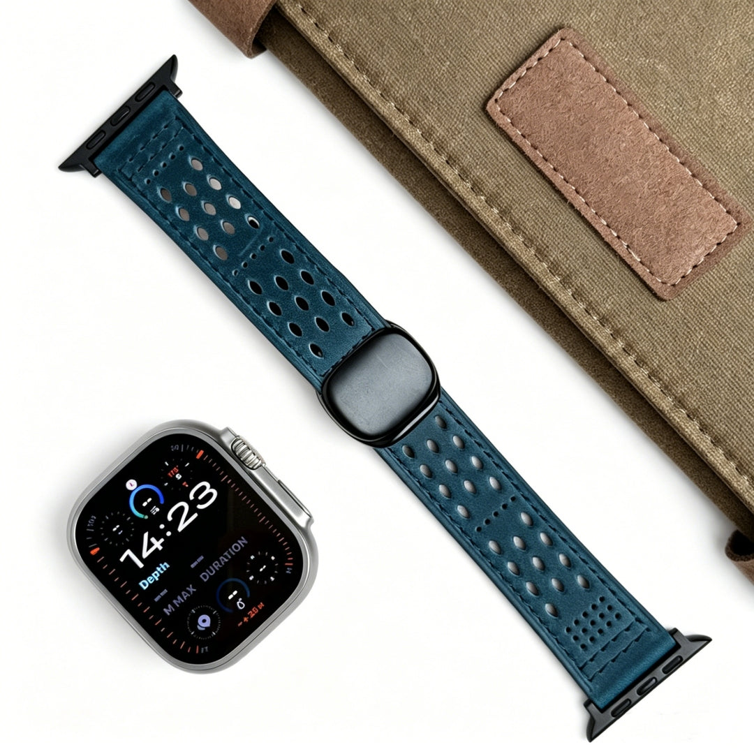 Leather Breathable Magnetic Band For Apple Watch