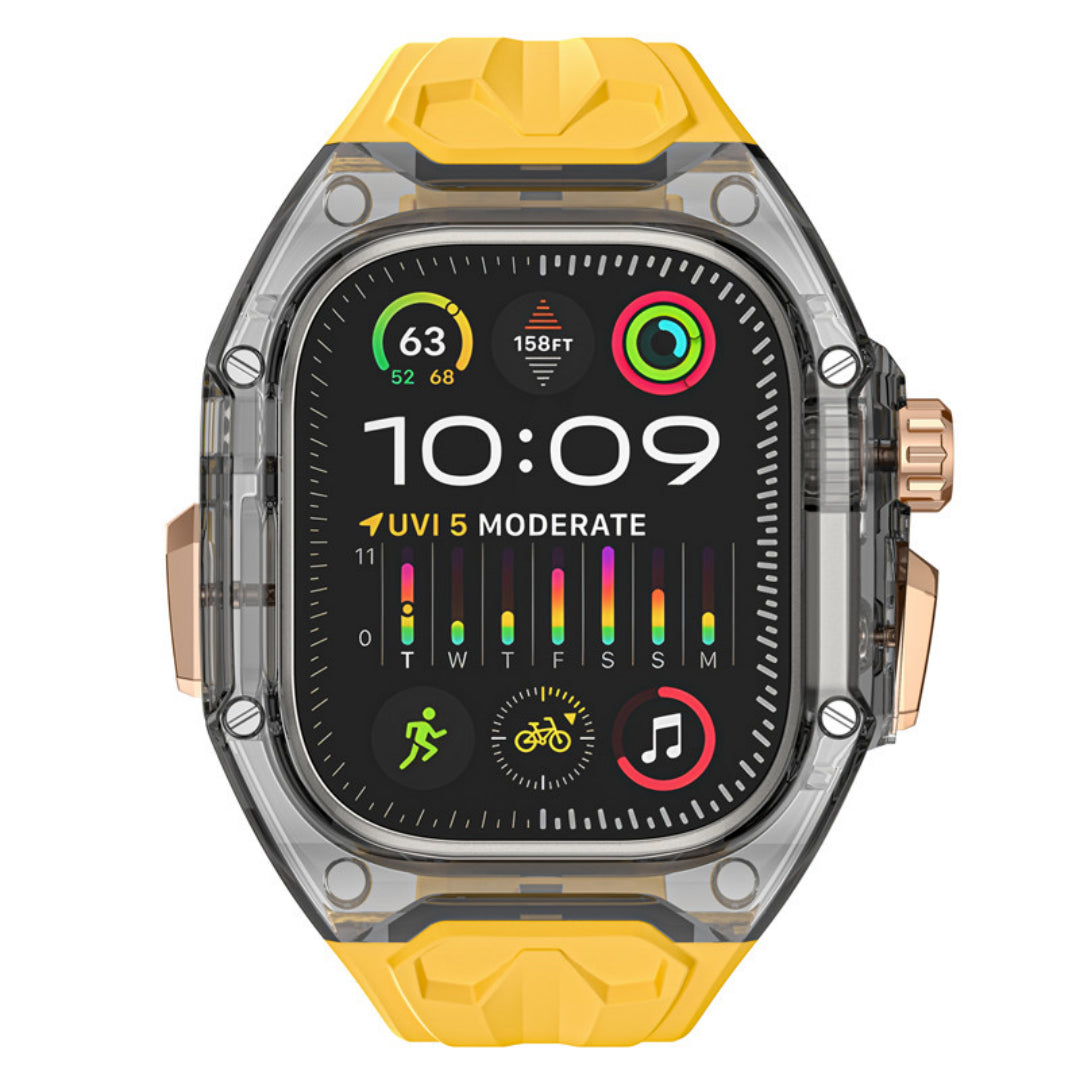 #Color_Transparent Black Case+Yellow Band