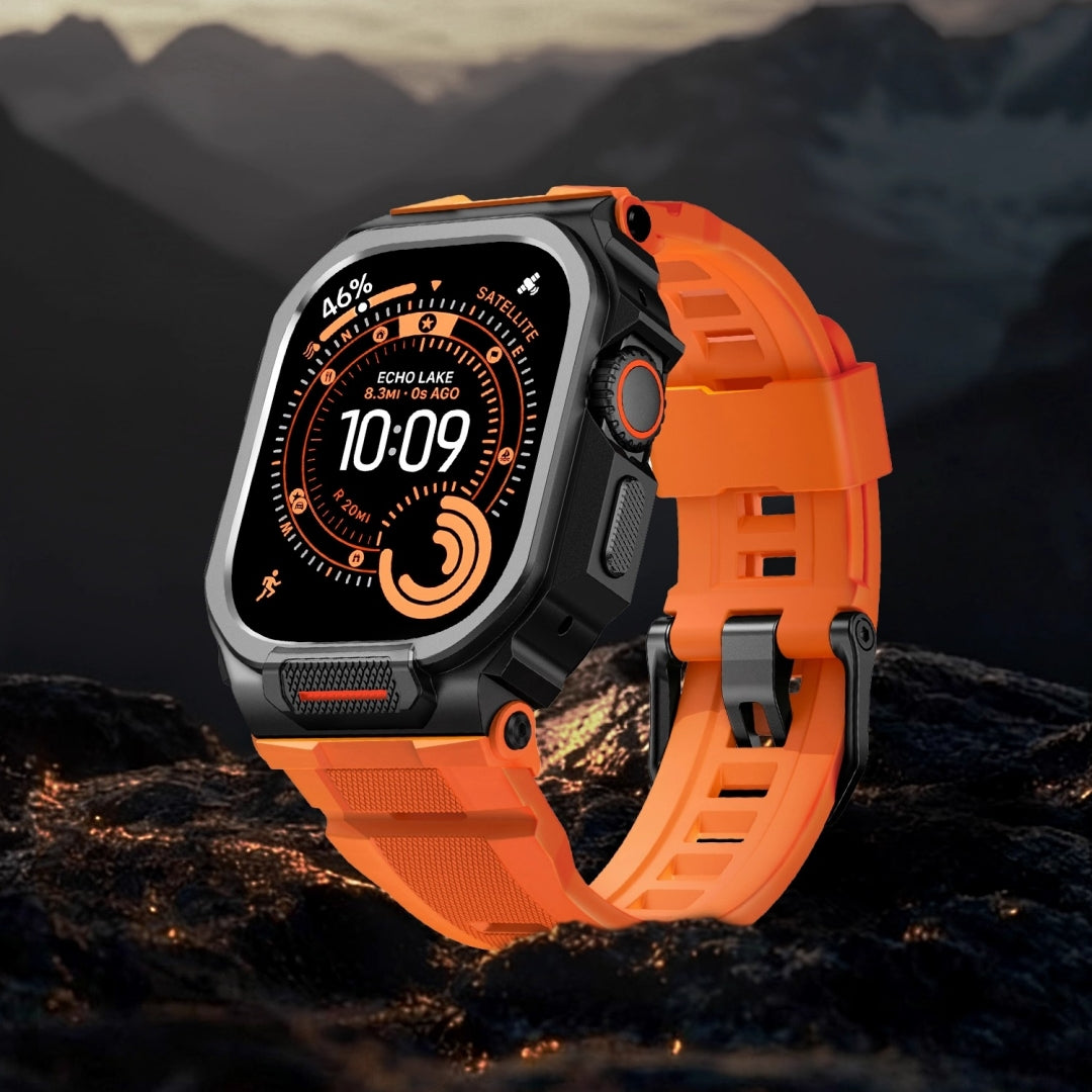 #Color_Black Case+Orange Band