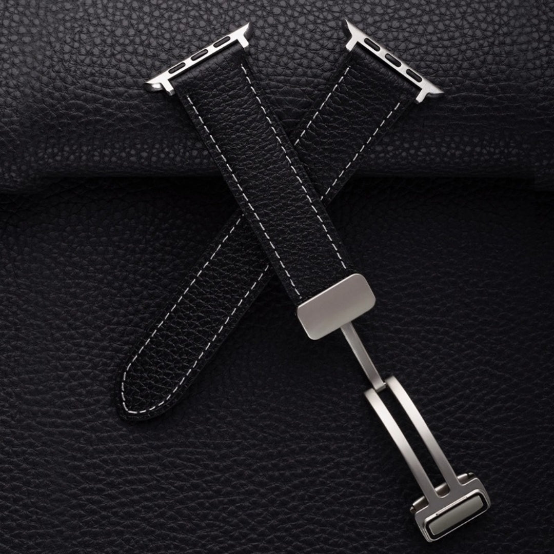 Leather Magnetic Buckle Band For Apple Watch