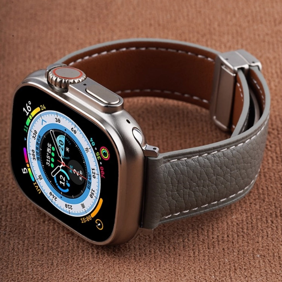 Leather Magnetic Buckle Band For Apple Watch