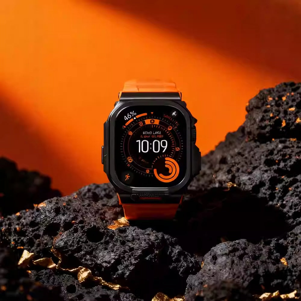 #Color_Black Case+Orange Band